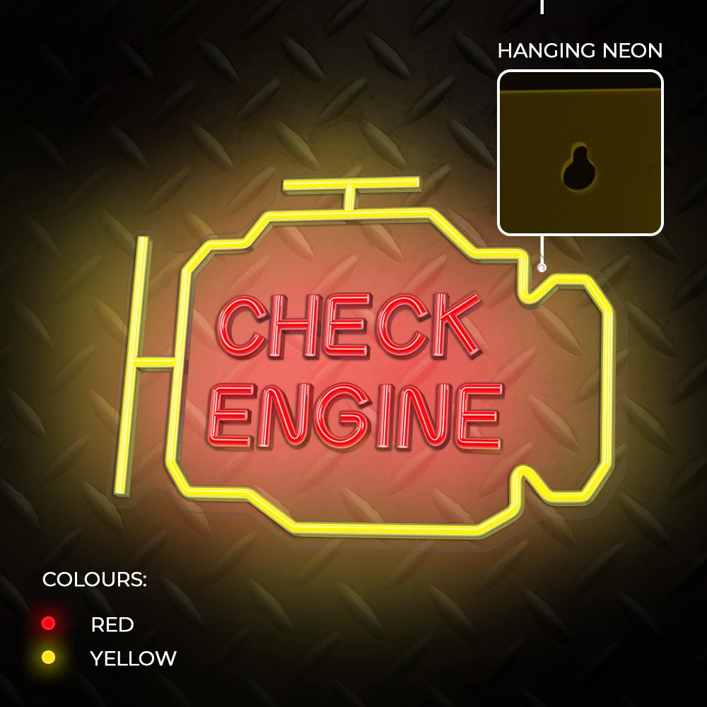 Neoninis PLEXI LED CHECK ENGINE geltonas raudonas NNE21 Neolia