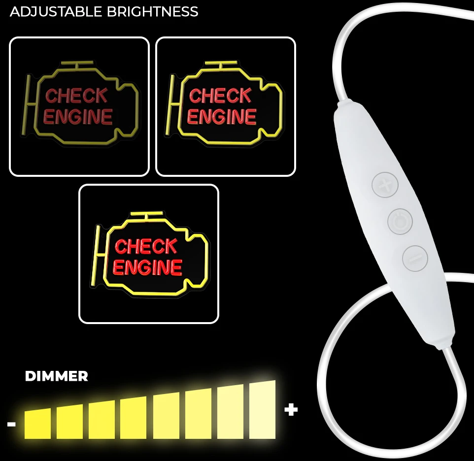 Plastrol Neoninis PLEXI LED CHECK ENGINE geltonas raudonas NNE21 Neolia