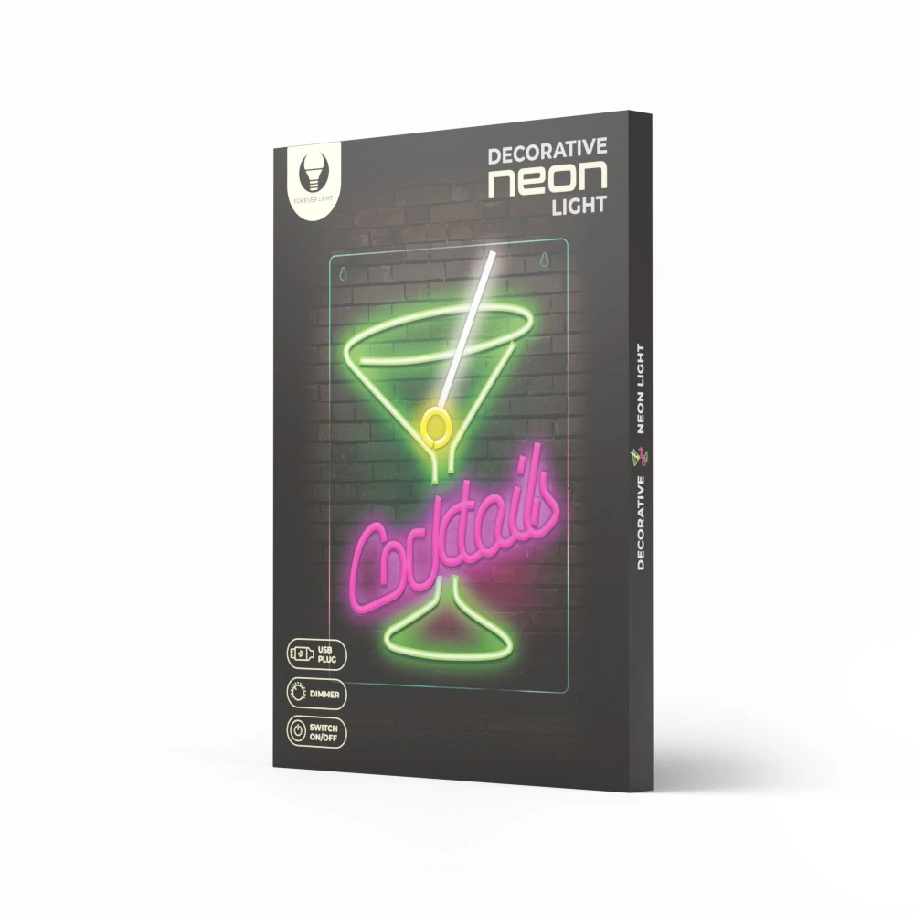 TelForceone Neoniniai PLEXI LED KOKTEILIAI rožinė žalia FPNE02X Forever Light