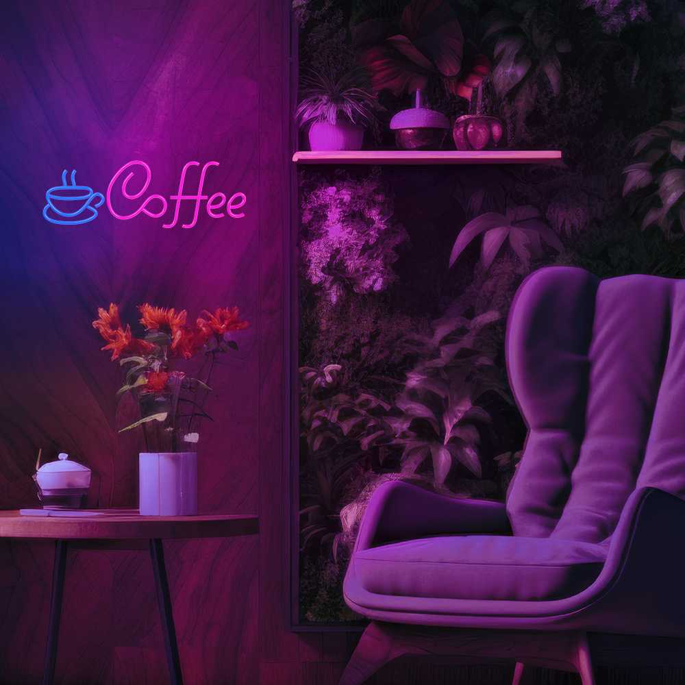 Pakabinamas šviestuvas TelForceone Neon PLEXI LED COFFEE rožinė mėlyna NNE11 Neolia