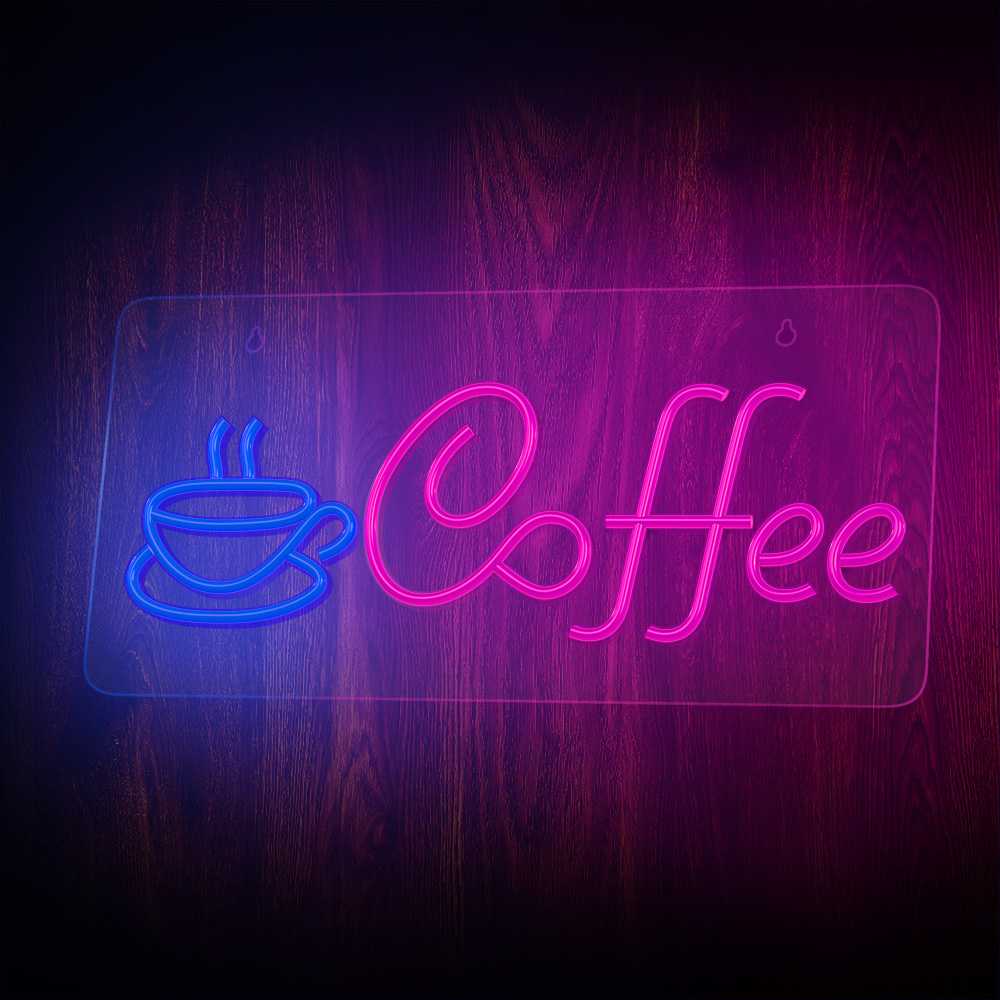 Pakabinamas šviestuvas TelForceone Neon PLEXI LED COFFEE rožinė mėlyna NNE11 Neolia