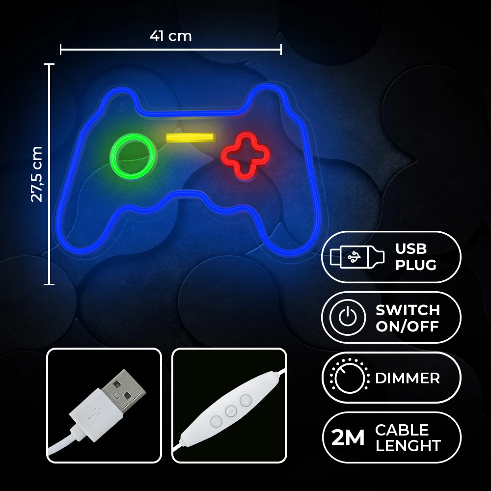 Neoninis PLEXI LED ŽAIDIMŲ PULTELIS daugiaspalvis FPNE03X Forever Light