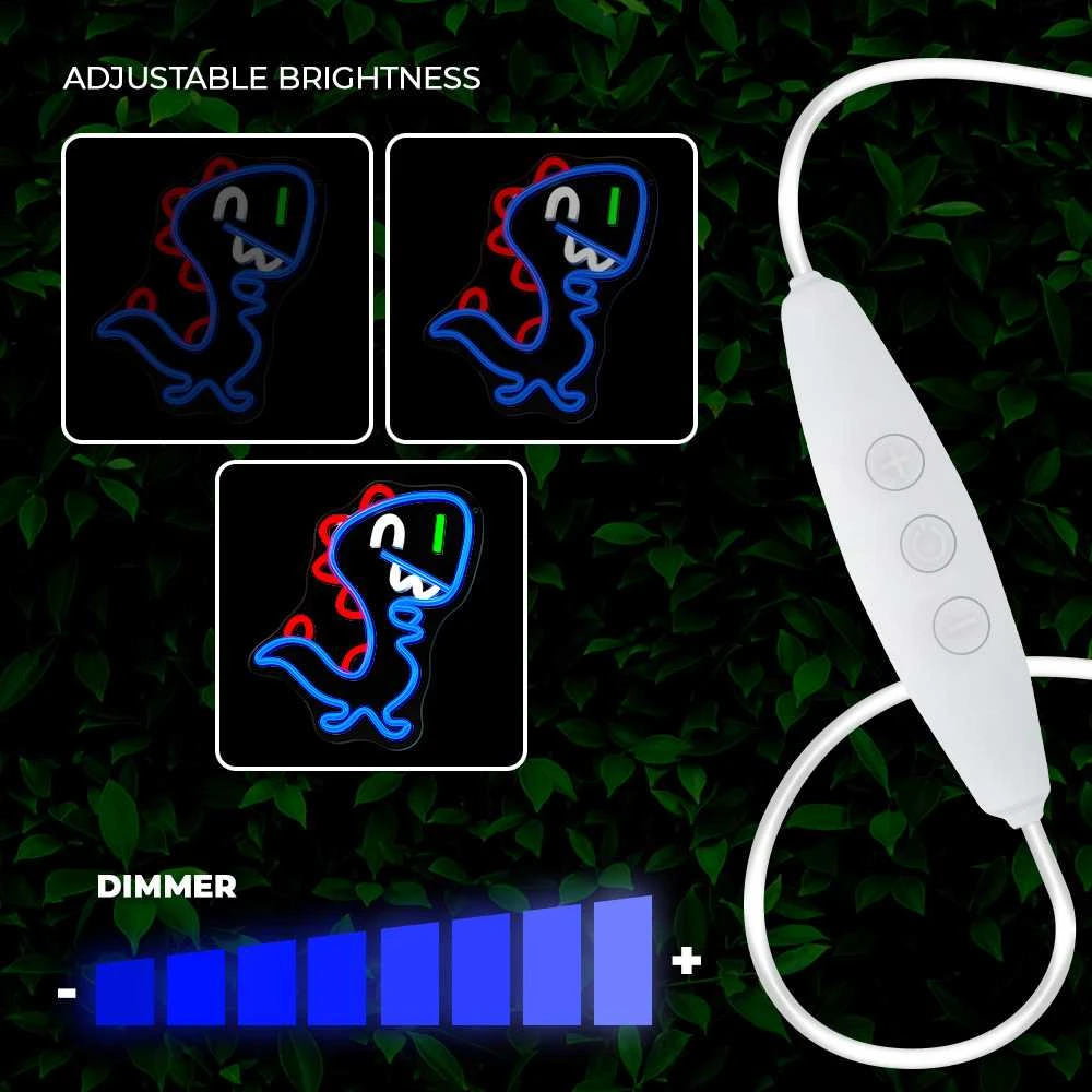 TelForceone Neon LED JURASSIC BABY DINO mėlynos spalvos FLNJ01"Forever" šviesiai