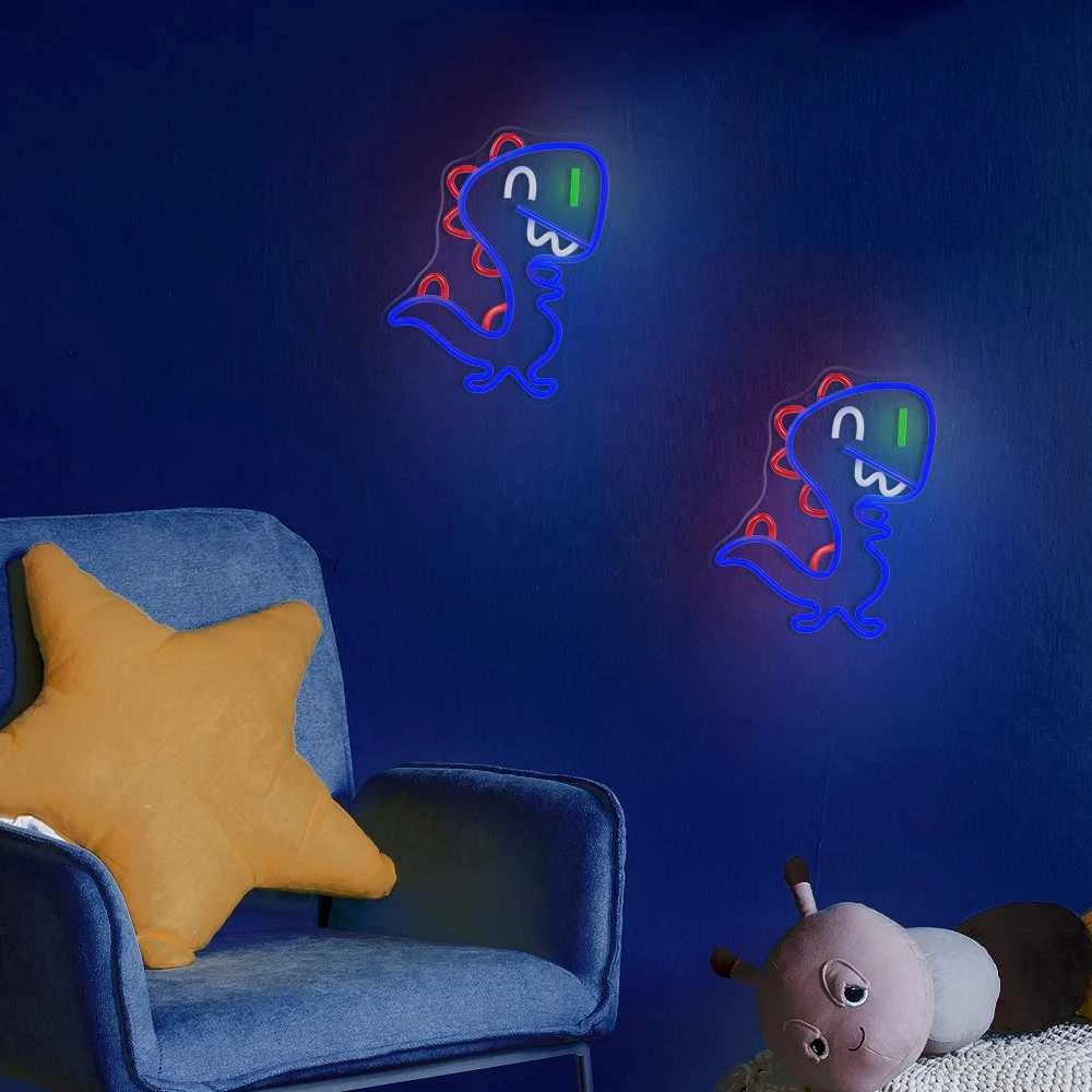 TelForceone Neon LED JURASSIC BABY DINO mėlynos spalvos FLNJ01"Forever" šviesiai