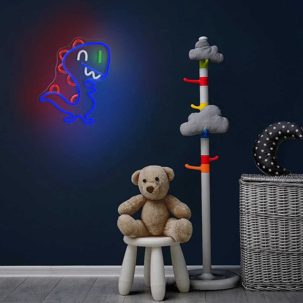 TelForceone Neon LED JURASSIC BABY DINO mėlynos spalvos FLNJ01"Forever" šviesiai