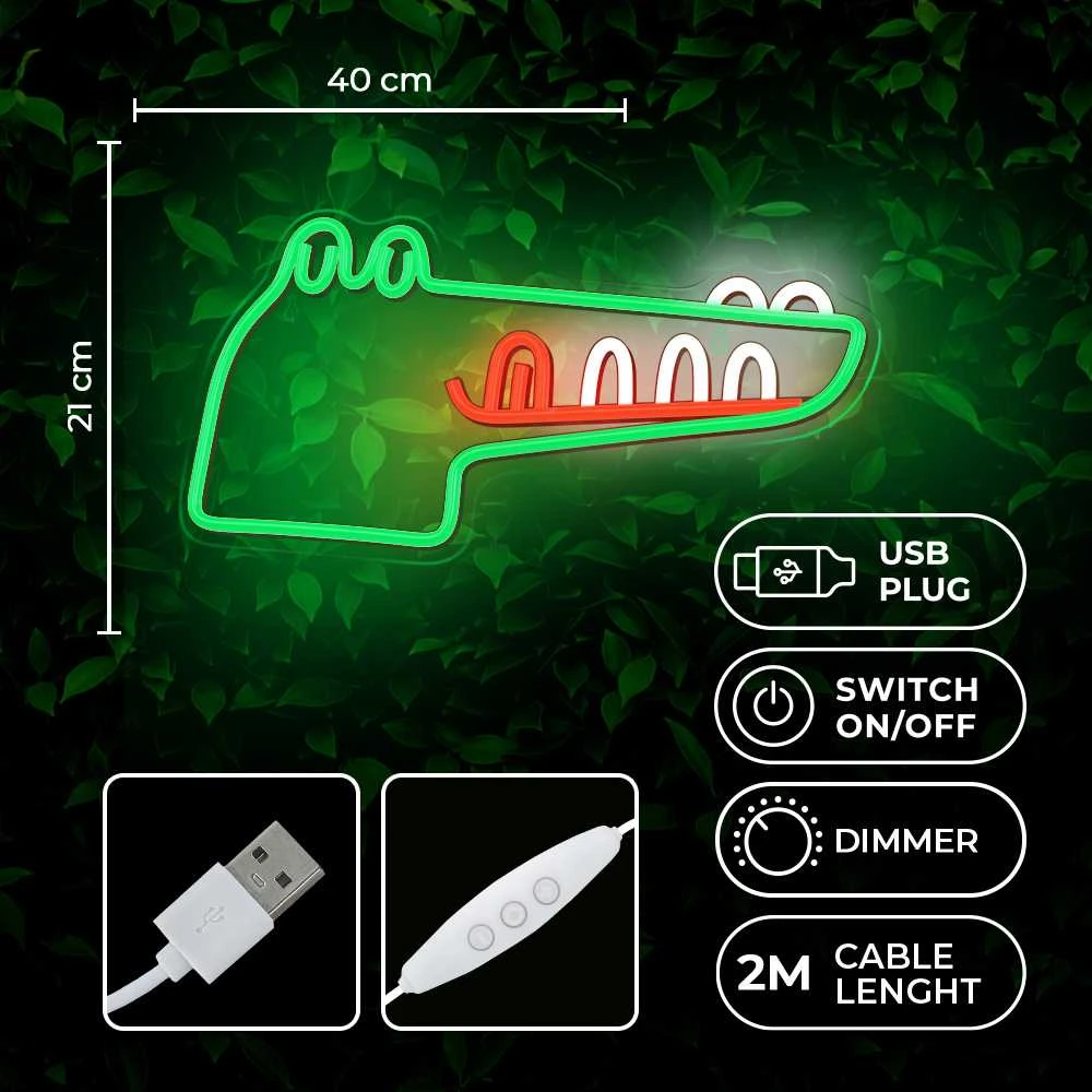 TelForceone Neoninis LED JURASSIC CROC žalias FLNJ03"Forever" šviesiai