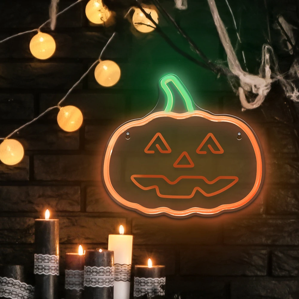 TelForceone Neoninė PLEXI LED HAPPY PUMPKIN oranžinė žalia FPNE10"Forever" šviesiai