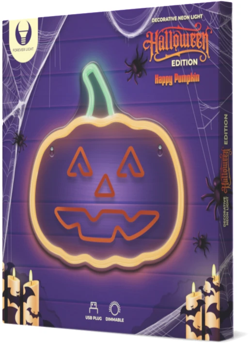 TelForceone Neoninė PLEXI LED HAPPY PUMPKIN oranžinė žalia FPNE10"Forever" šviesiai