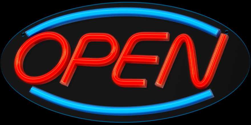 TelForceone Neoninė PLEXI LED OPEN mėlyna raudona FPNE04X"Forever" šviesiai