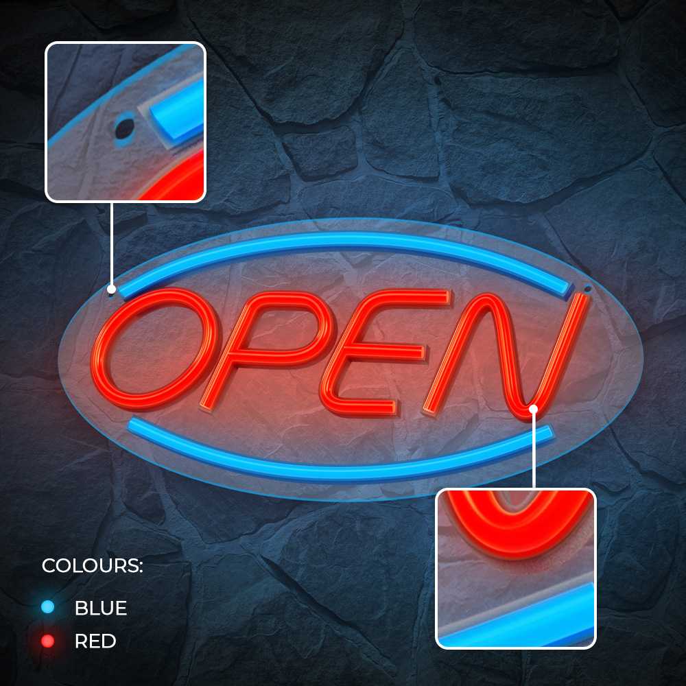 TelForceone Neoninė PLEXI LED OPEN mėlyna raudona FPNE04X"Forever" šviesiai