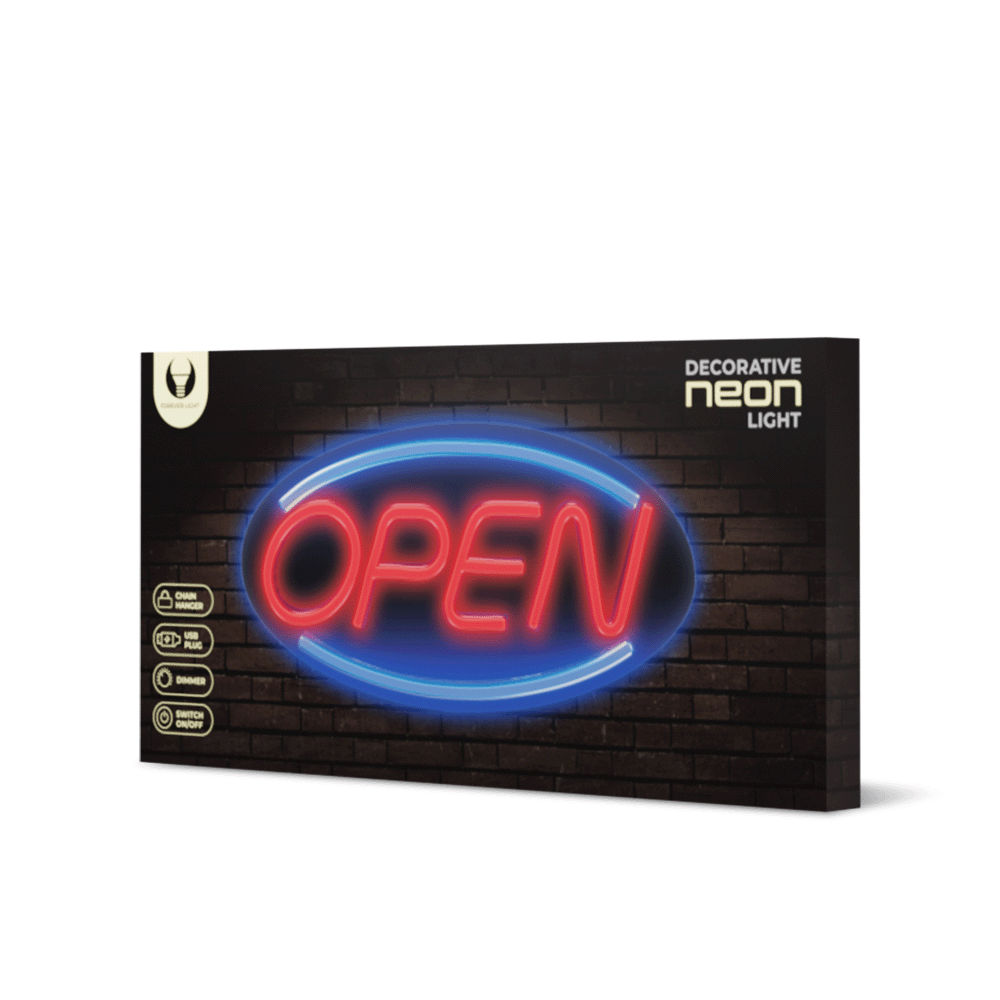 TelForceone Neoninė PLEXI LED OPEN mėlyna raudona FPNE04X"Forever" šviesiai