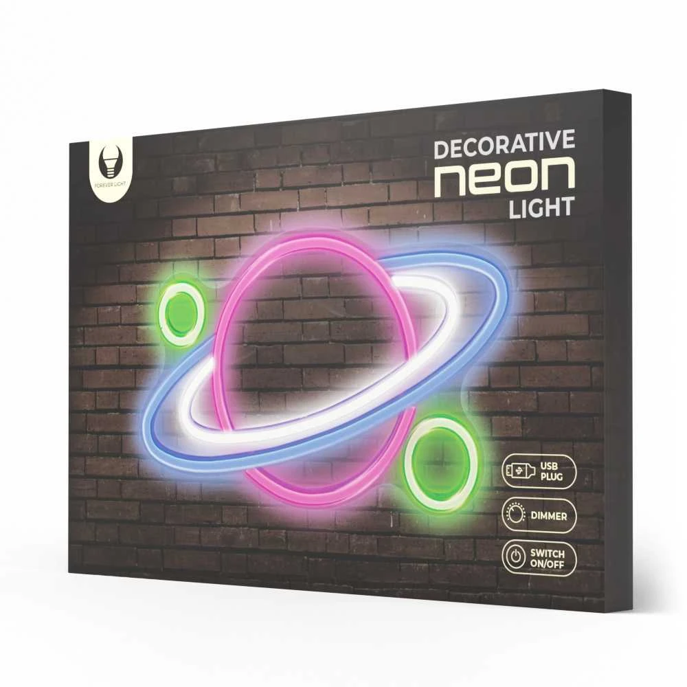 TelForceone Neoninis PLEXI LED PLANET daugiaspalvis FPNE05X"Forever" šviesiai