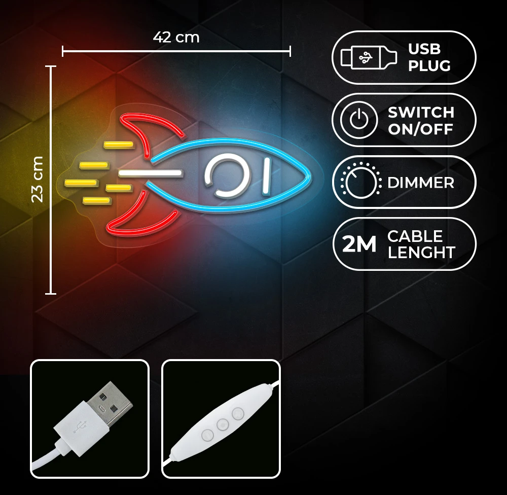 Neoninis PLEXI LED ROCKET daugiaspalvis NNE18 Neolia