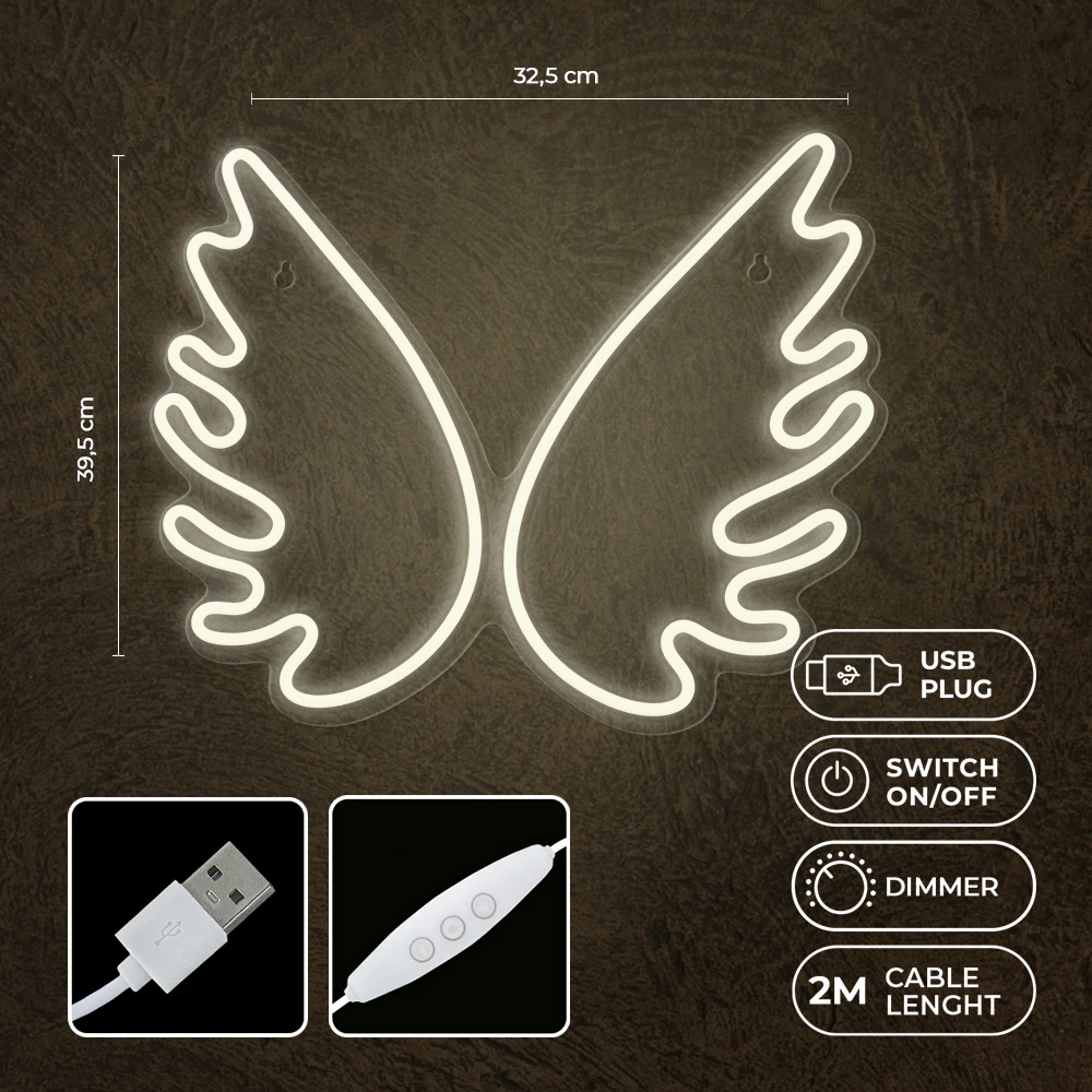 TelForceone Neoniniai PLEXI LED WINGS balti FPNE09X"Forever" šviesiai