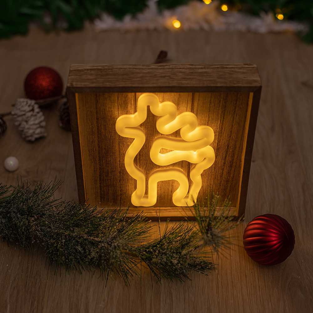 TelForceone Neon Wood Frame LED Elnias šiltai balta FLNW01 Forever Light