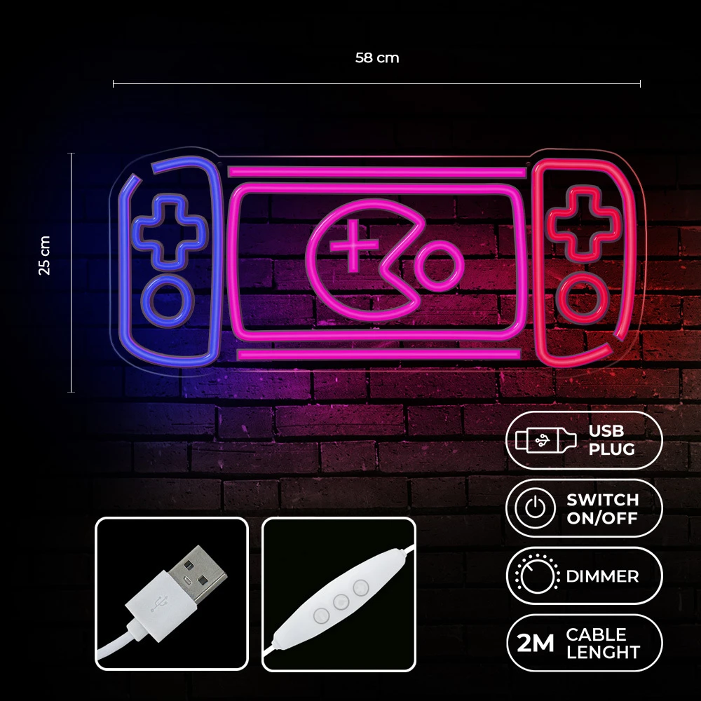 Neoninis PLEXI LED GAME Žaidimų konsolė įvairiaspalvis FPNE27 Forever Light