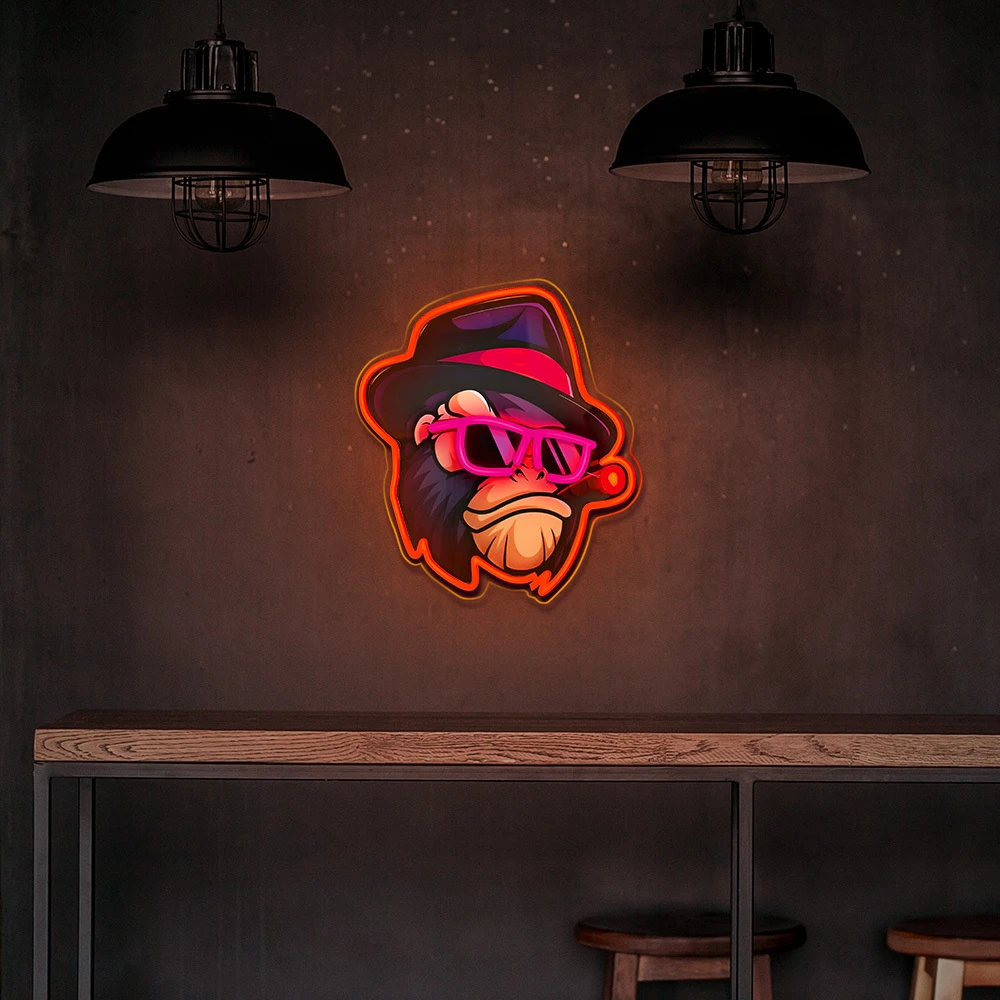 Neoninis LED paveikslas GANGSTA MONKEY daugiaspalvis FLA03 Forever Light