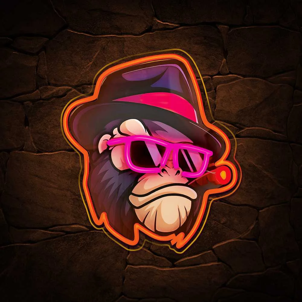 Neoninis LED paveikslas GANGSTA MONKEY daugiaspalvis FLA03 Forever Light