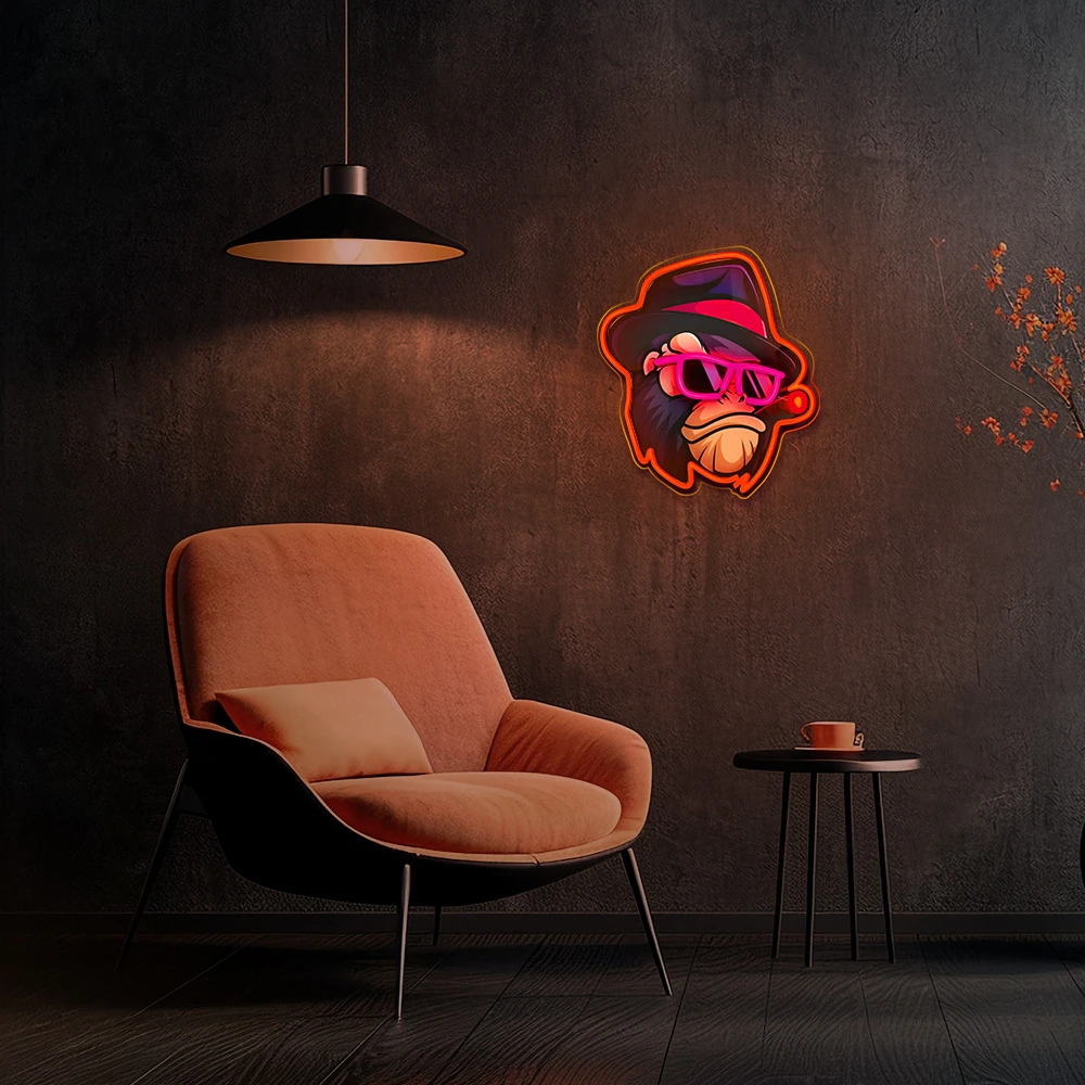 Neoninis LED paveikslas GANGSTA MONKEY daugiaspalvis FLA03 Forever Light