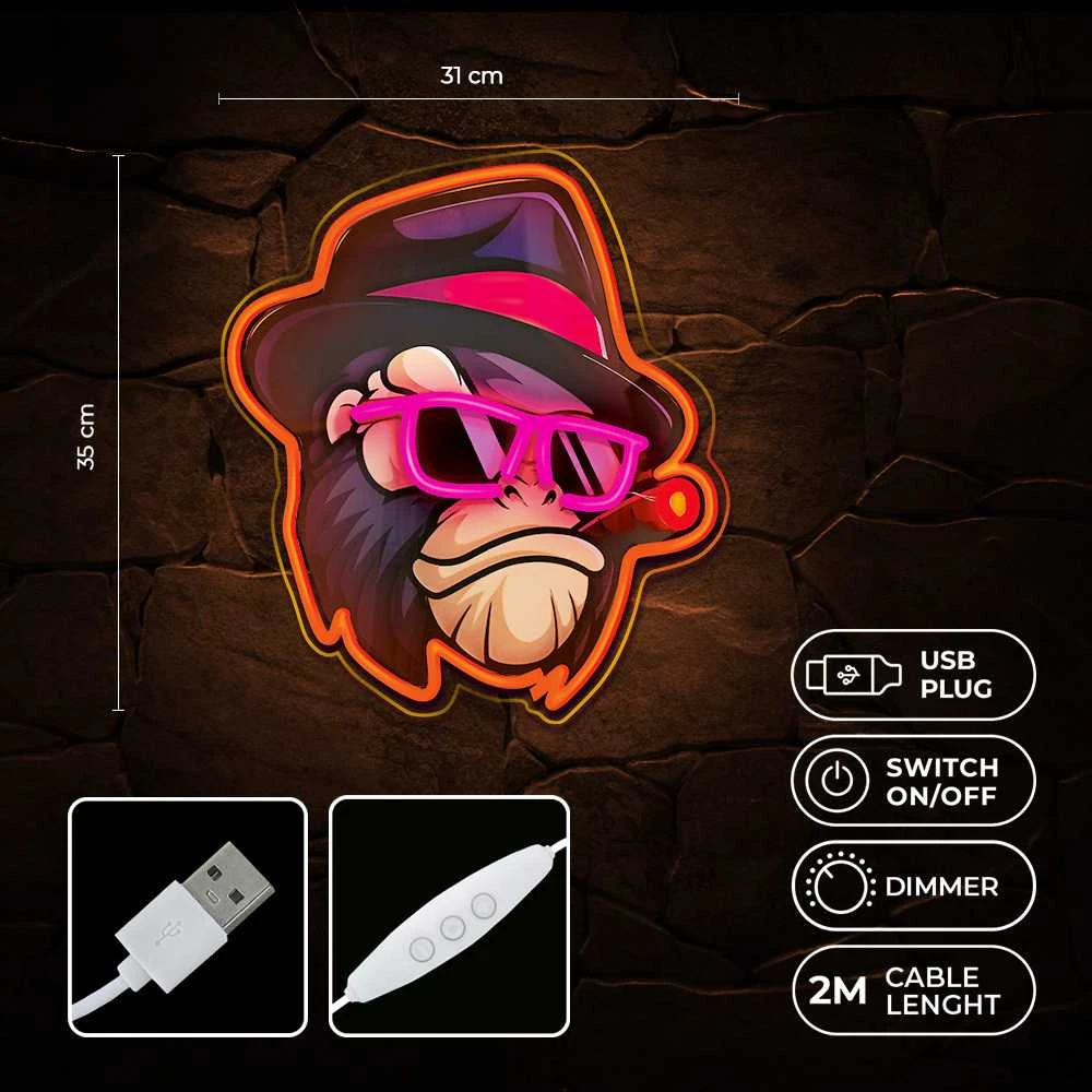 Neoninis LED paveikslas GANGSTA MONKEY daugiaspalvis FLA03 Forever Light