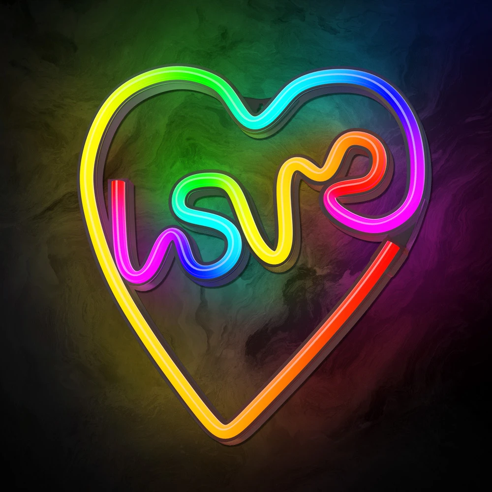Neoninė LED RGB širdelės formos dekoracija LOVE IN HEART FLRN02 + RC Forever Light