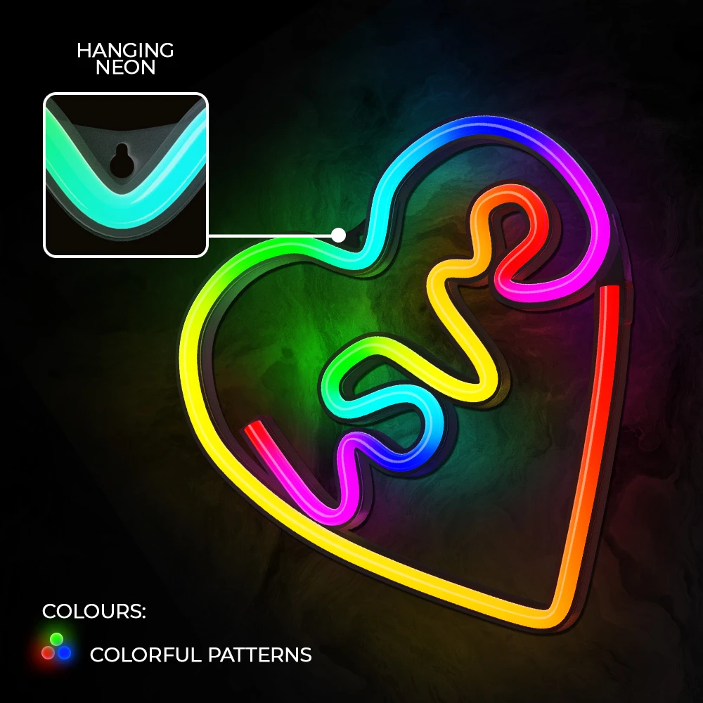 Neoninė LED RGB širdelės formos dekoracija LOVE IN HEART FLRN02 + RC Forever Light