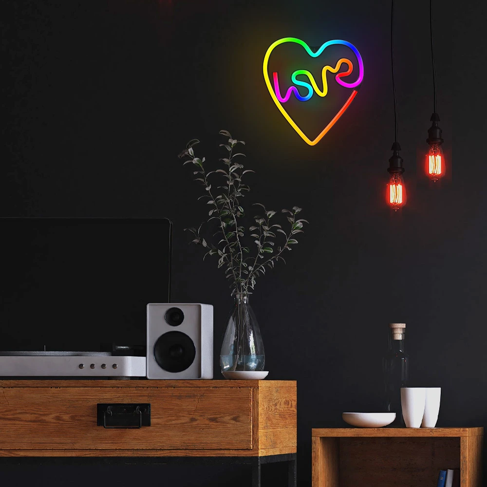 Neoninė LED RGB širdelės formos dekoracija LOVE IN HEART FLRN02 + RC Forever Light