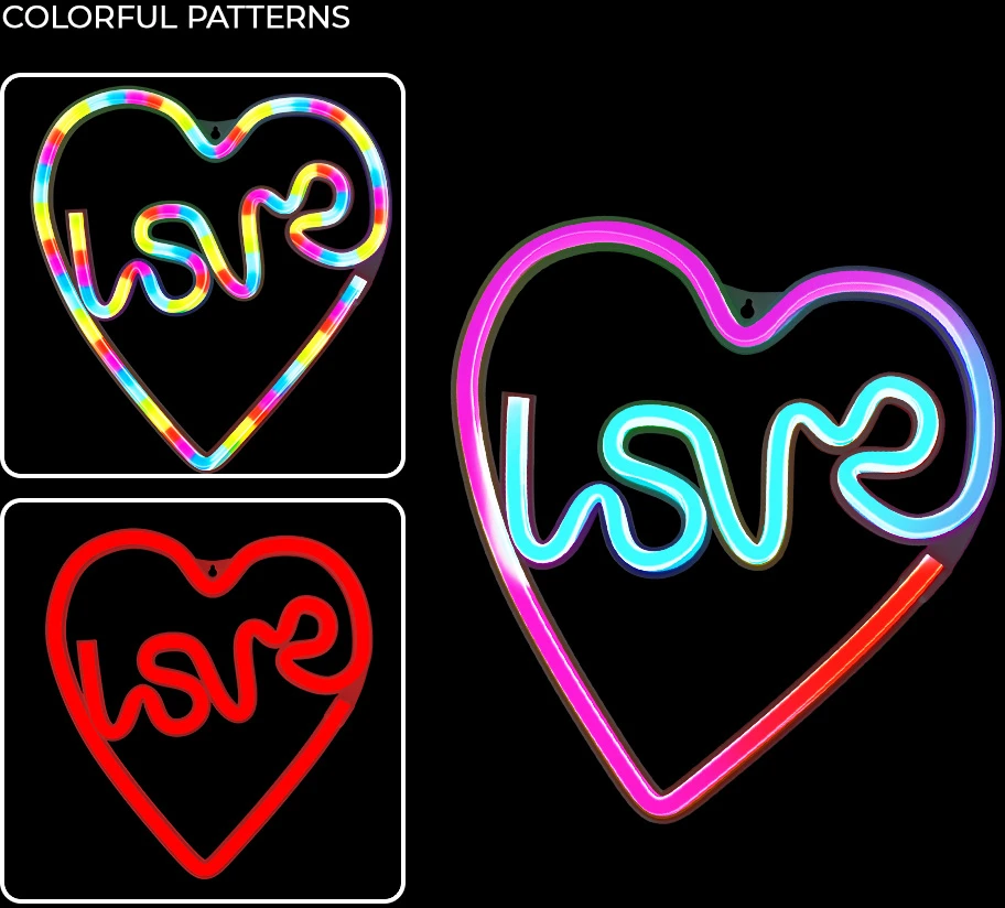 Neoninė LED RGB širdelės formos dekoracija LOVE IN HEART FLRN02 + RC Forever Light