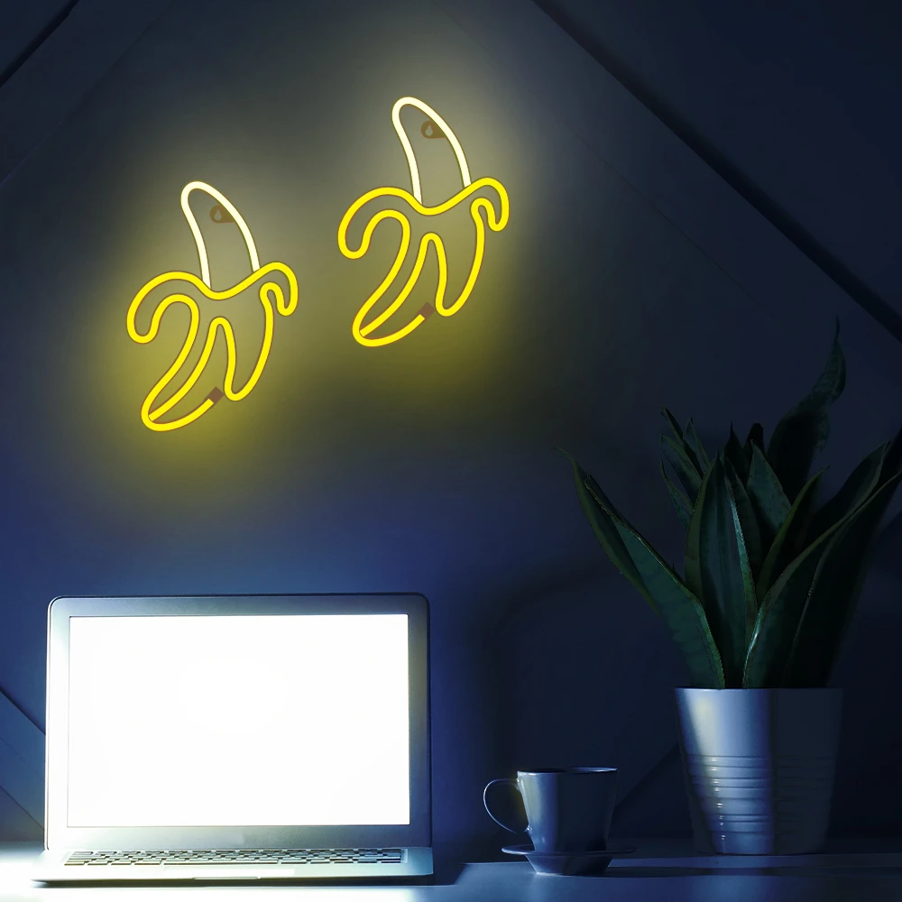 Neoninis LED šviestuvas BANANA baltas geltonas Bat + USB FLNE10 Forever Light