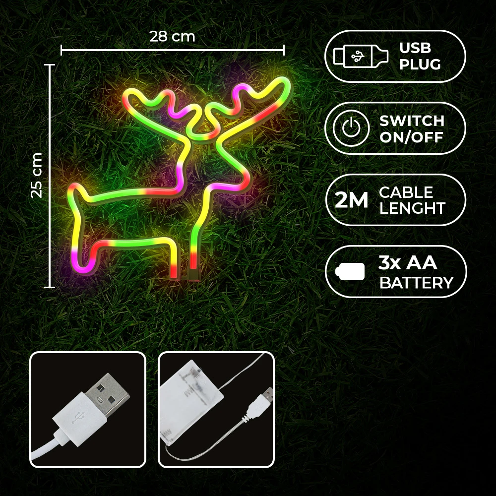 TelForceone Neoninė LED lemputė ELK daugiaspalvė šikšnosparnis + USB FLNE12 Forever Light