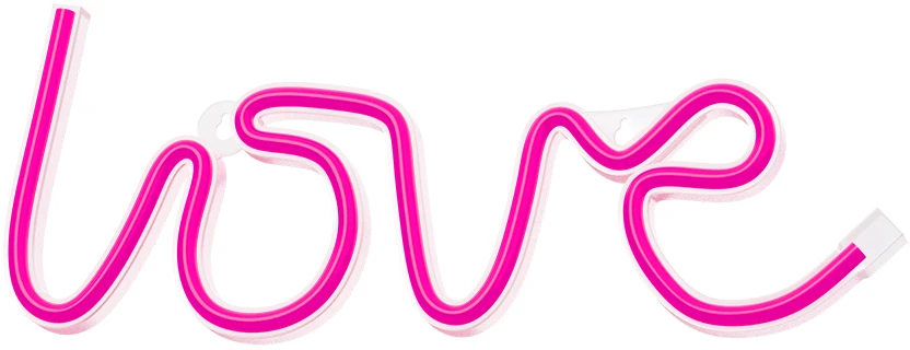 Sieninis šviestuvas Neoninis LED šviestuvas LOVE rožinis šikšnosparnis + USB FLNE05 Forever Light