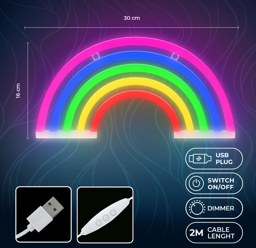 Neoninė LED lemputė RAINBOW 5 spalvų FLNE14X Forever Light