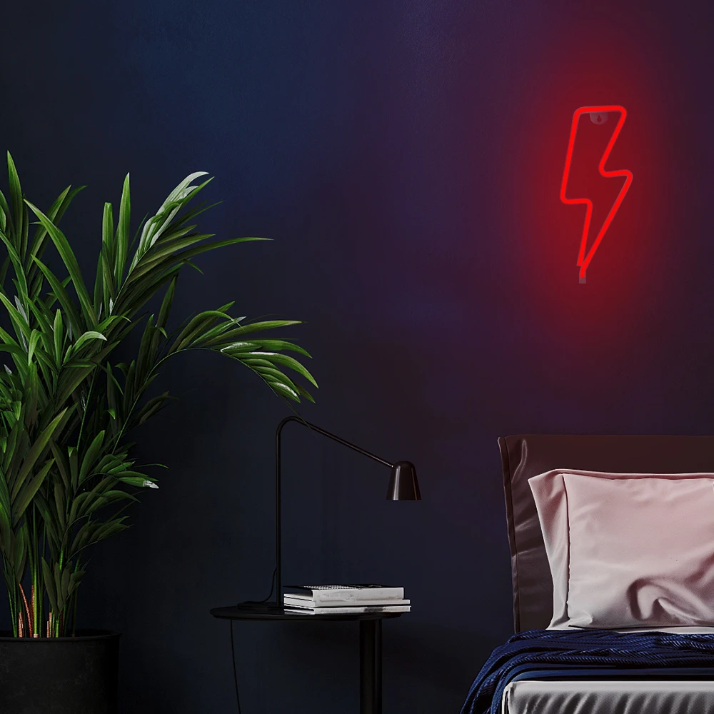 Neoninė LED lemputė BOLT raudonas žaibas + USB FLNE06 Forever Light