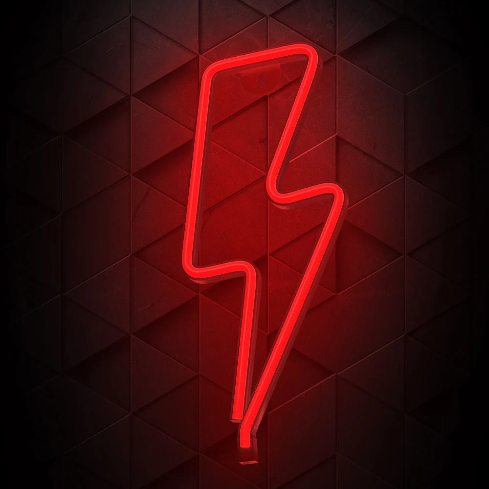 Neoninė LED lemputė BOLT raudonas žaibas + USB FLNE06 Forever Light