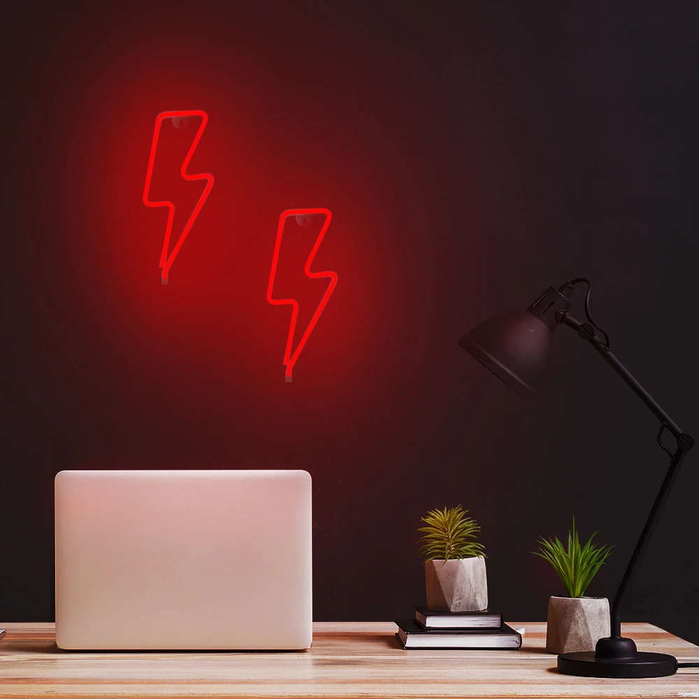 Neoninė LED lemputė BOLT raudonas žaibas + USB FLNE06 Forever Light
