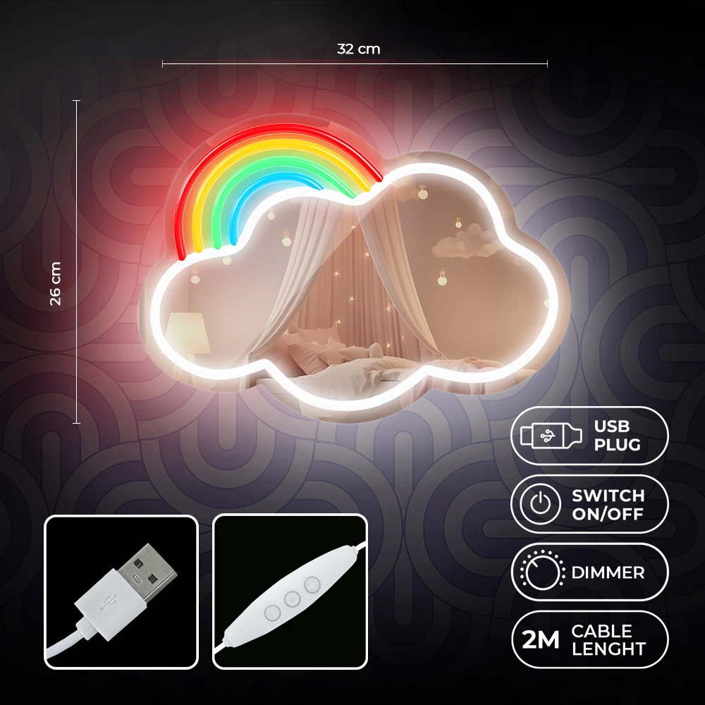 Neoninis veidrodis LED CLOUD daugiaspalvis FMNE05 Forever Light