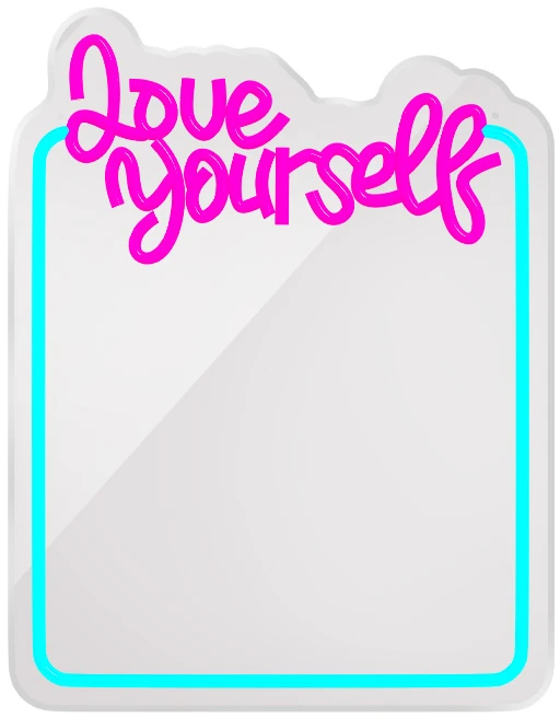 Neoninis veidrodis LED LOVE YOURSELF turkio rožinė FMNE01 Forever Light
