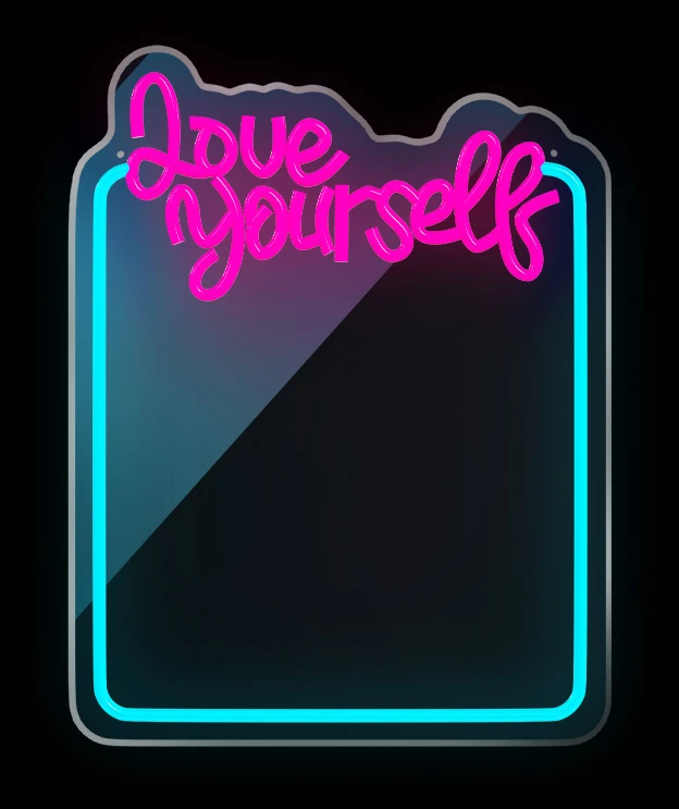 Neoninis veidrodis LED LOVE YOURSELF turkio rožinė FMNE01 Forever Light