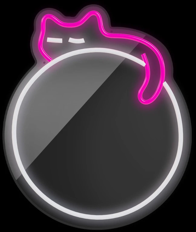 Neoninis MIRROR LED MIEGANČIOS KATĖS formos šviestuvas baltas rožinis FMNE03 Forever Light
