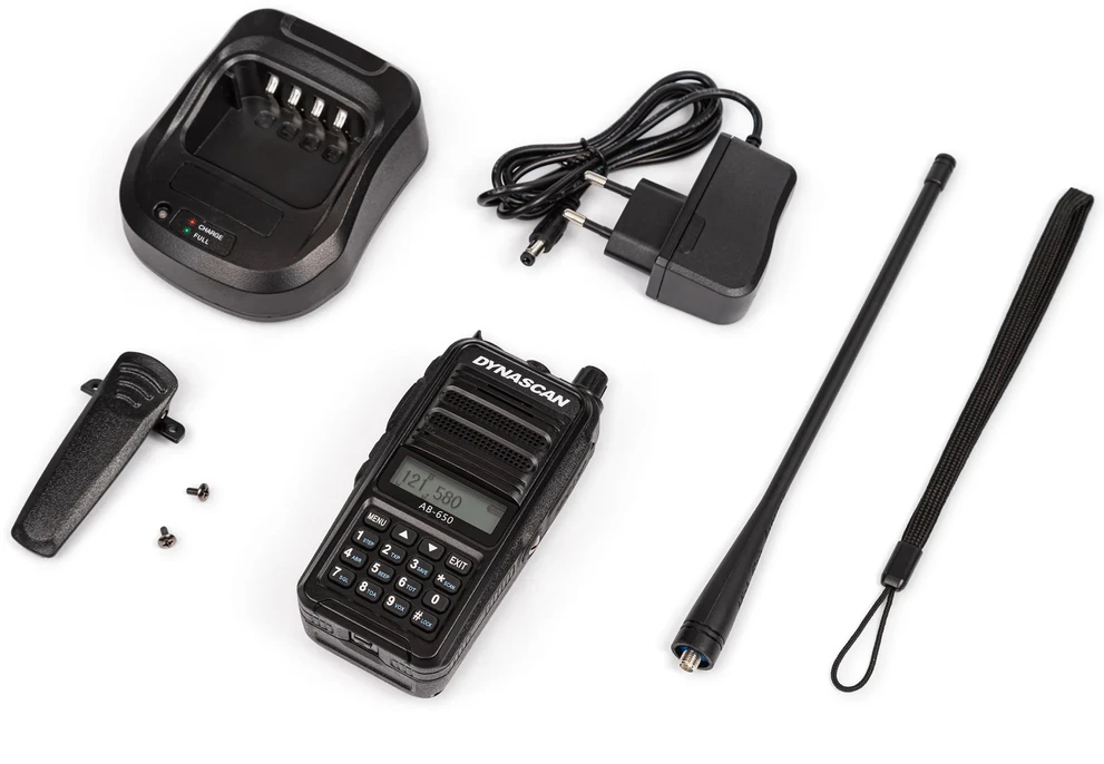 Nešiojama aviacinė VHF radijo stotelė Dynascan AB-650, 118-136.975 MHz