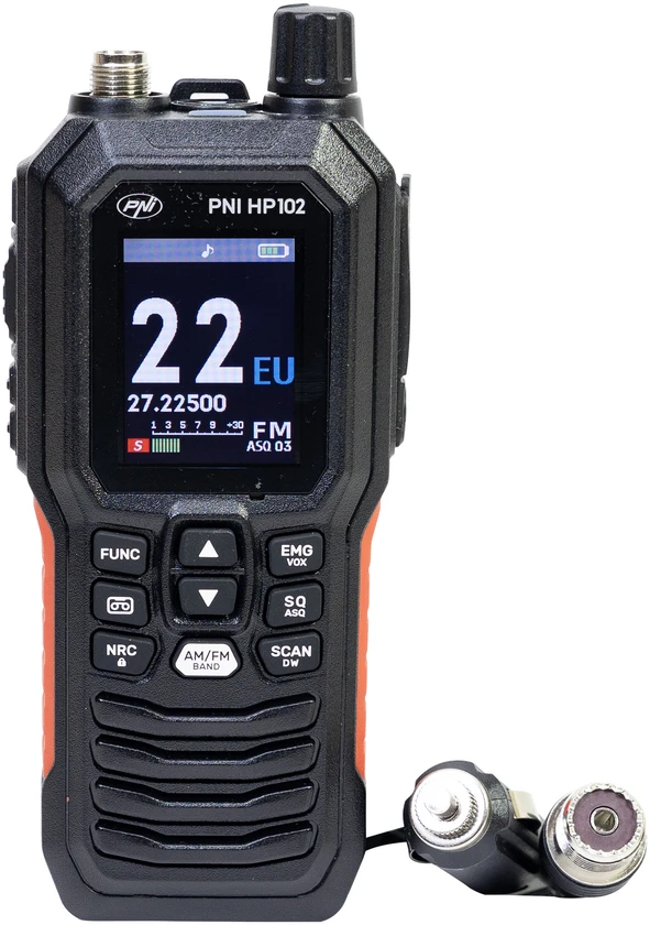 Nešiojama CB radijo stotelė PNI Escort HP 102 multi standard, 4W, 12V, AM-FM, NRC, Dual Watch, Roger Beep, reguliuojamas ASQ SQ, VOX