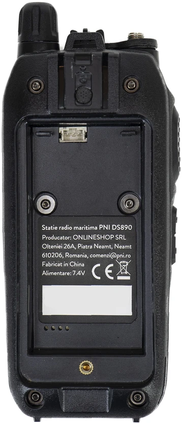 Nešiojama jūrinė radijo stotelė PNI DS890, 88 kanalai, 10 orų kanalų, reguliuojamas Squelch, Roger Beep, Dual Watch, Scan, Call, NRC, 1800mAh baterija, IP67
