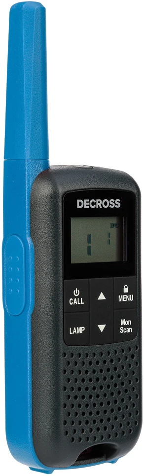 Nešiojama PMR radijo stotelė PNI Decross DC63 mėlyna, 446MHz, 0.5W, 16 kanalų, 1000mAh NiMH, IPx4, 2 vienetų komplektas