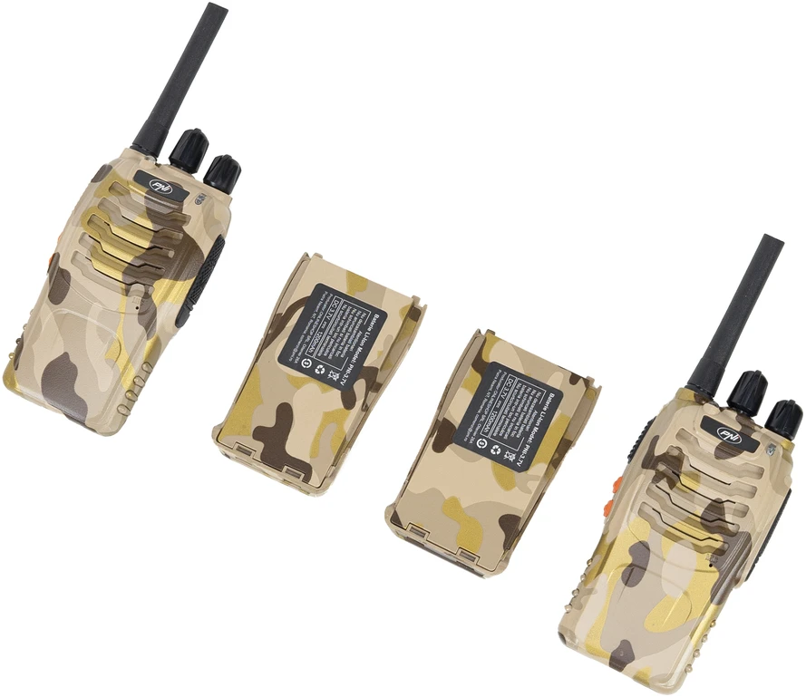 Nešiojama radijo stotelė PNI PMR R40 Camo, 2 vnt. komplektas, 0,5 W, 16 programuojamų kanalų, 16 PMR ir 50 CTCSS bei 104 DCS tonų, ASQ, TOT, monitorius, programuojama, 1200 mAh baterijos, įkrovikliai ir ausinės komplekte