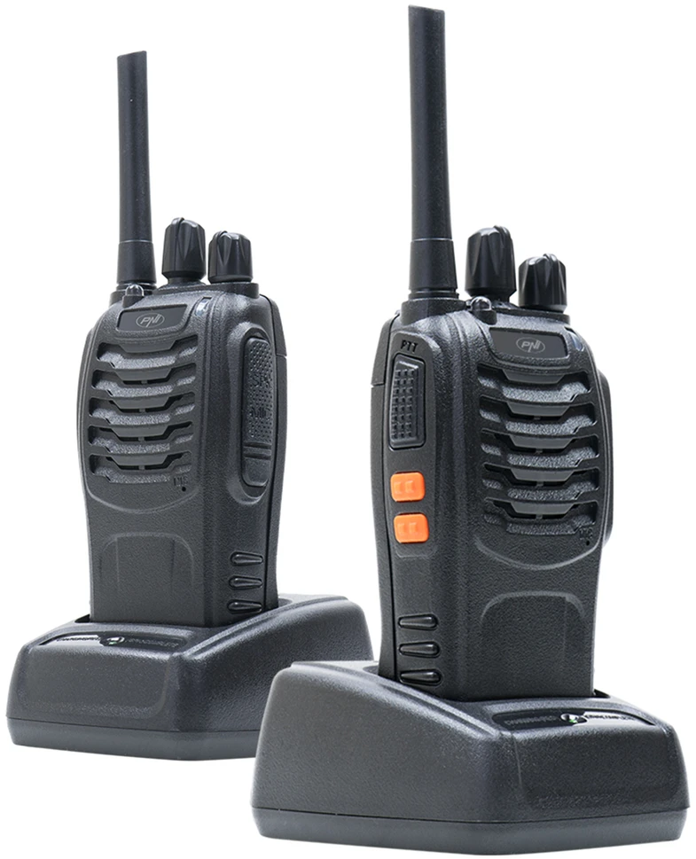 Nešiojama radijo stotelė PNI PMR R40 Pro, komplektas iš 2 vnt., 0.5W, ASQ, TOT, monitorius, programuojama, 1200mAh baterijos, įkrovikliai ir ausinės komplekte