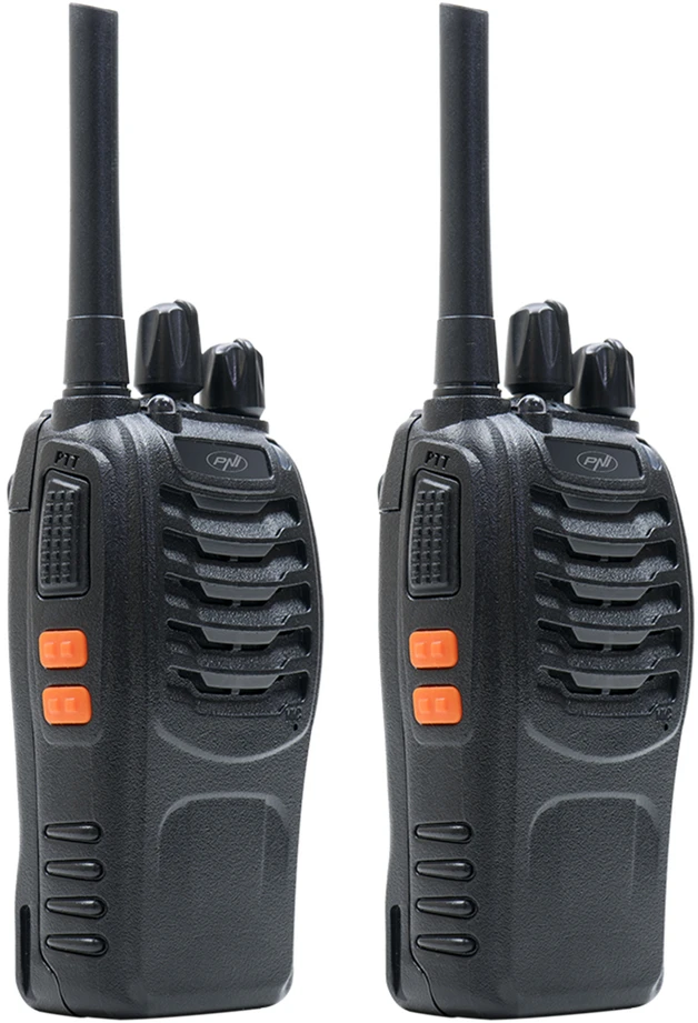 Nešiojama radijo stotelė PNI PMR R40 Pro, komplektas iš 2 vnt., 0.5W, ASQ, TOT, monitorius, programuojama, 1200mAh baterijos, įkrovikliai ir ausinės komplekte