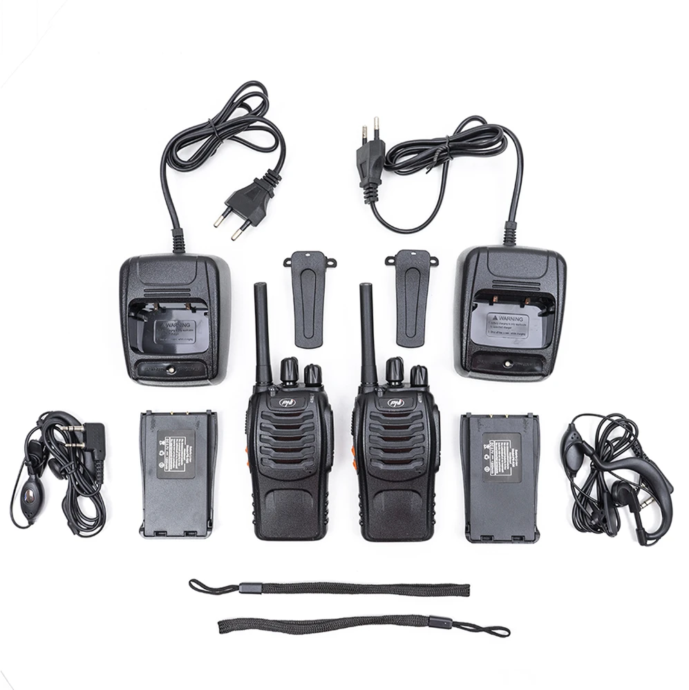 Nešiojama radijo stotelė PNI PMR R40 Pro, komplektas iš 2 vnt., 0.5W, ASQ, TOT, monitorius, programuojama, 1200mAh baterijos, įkrovikliai ir ausinės komplekte