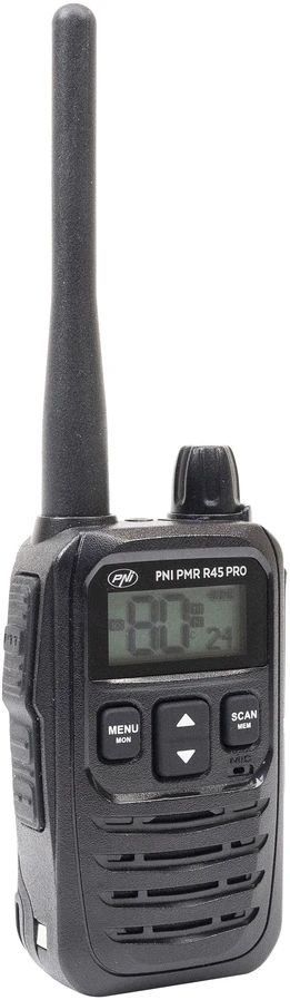 Nešiojama radijo stotelė PNI PMR R45 PRO 446MHz, 0.5W, 32 programuojami kanalai, 16 PMR ir 38 CTCSS bei 104 DCS tonai, IP67, Squelch 5 lygiai, VOX, TOT, BCL, Scan, Roger Beep