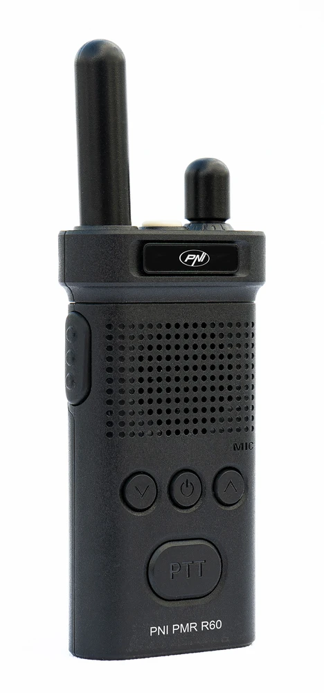 Nešiojama radijo stotelė PNI PMR R60 446MHz, 0.5W, 16 programuojamų kanalų, 16 PMR ir 50 CTCSS tonų bei 104 DCS, nuskaitymas, klaviatūros užraktas, SOS, monitorius, 1200mAh baterija