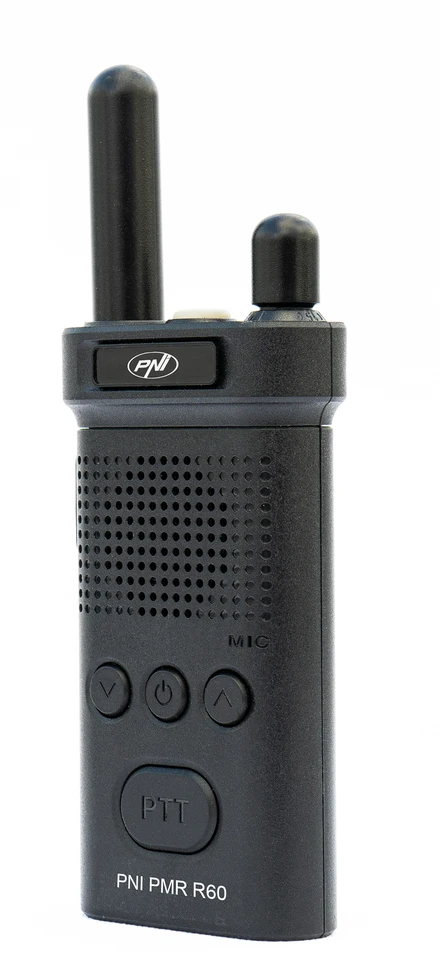 Nešiojama radijo stotelė PNI PMR R60 446MHz, 0.5W, 16 programuojamų kanalų, 16 PMR ir 50 CTCSS tonų bei 104 DCS, nuskaitymas, klaviatūros užraktas, SOS, monitorius, 1200mAh baterija